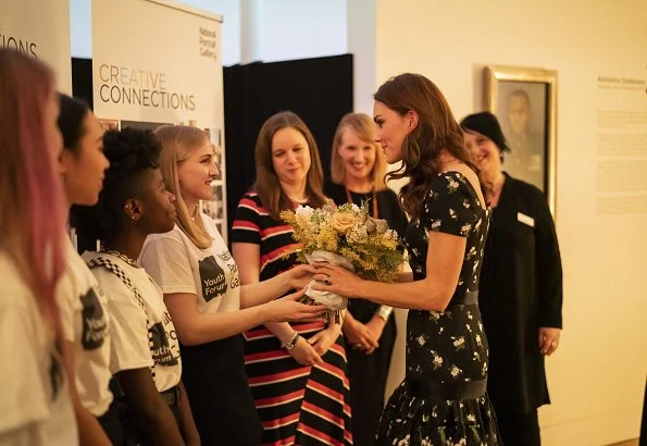 Kate Middleton wore Alexander McQueen dress, Jimmy Choo pumps, Kiki McDonough earrings, Prada clutch