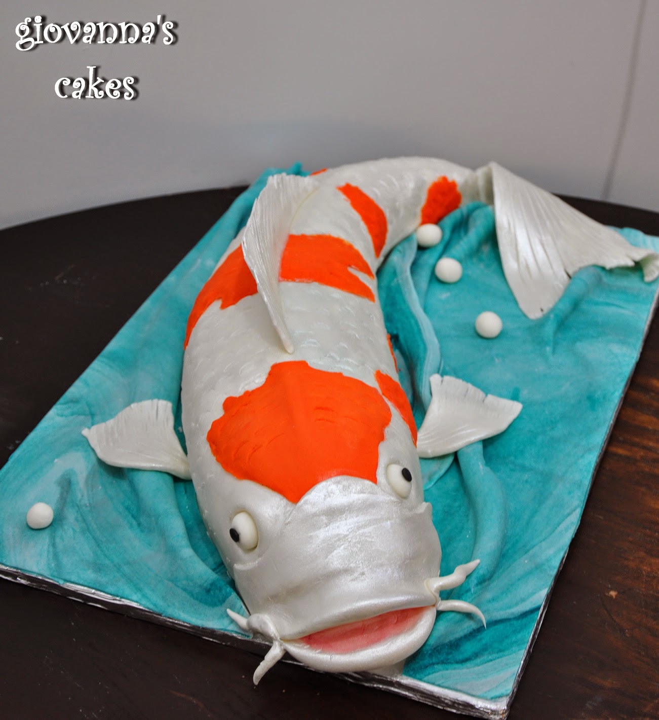 red velvet koi pond cake