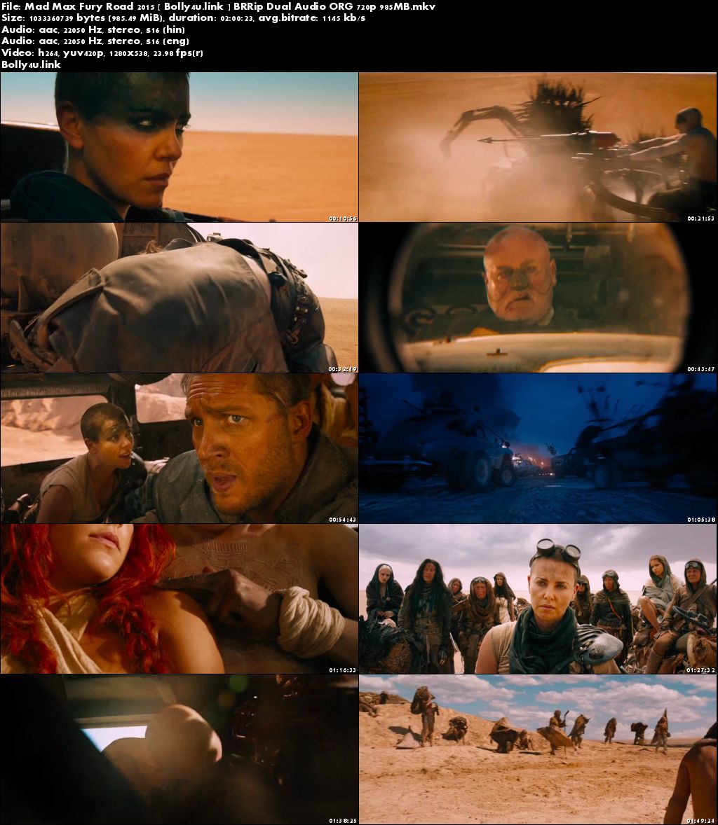 Mad Max Fury Road 2015 BRRip 950Mb Hindi Dual Audio ORG 720p Download