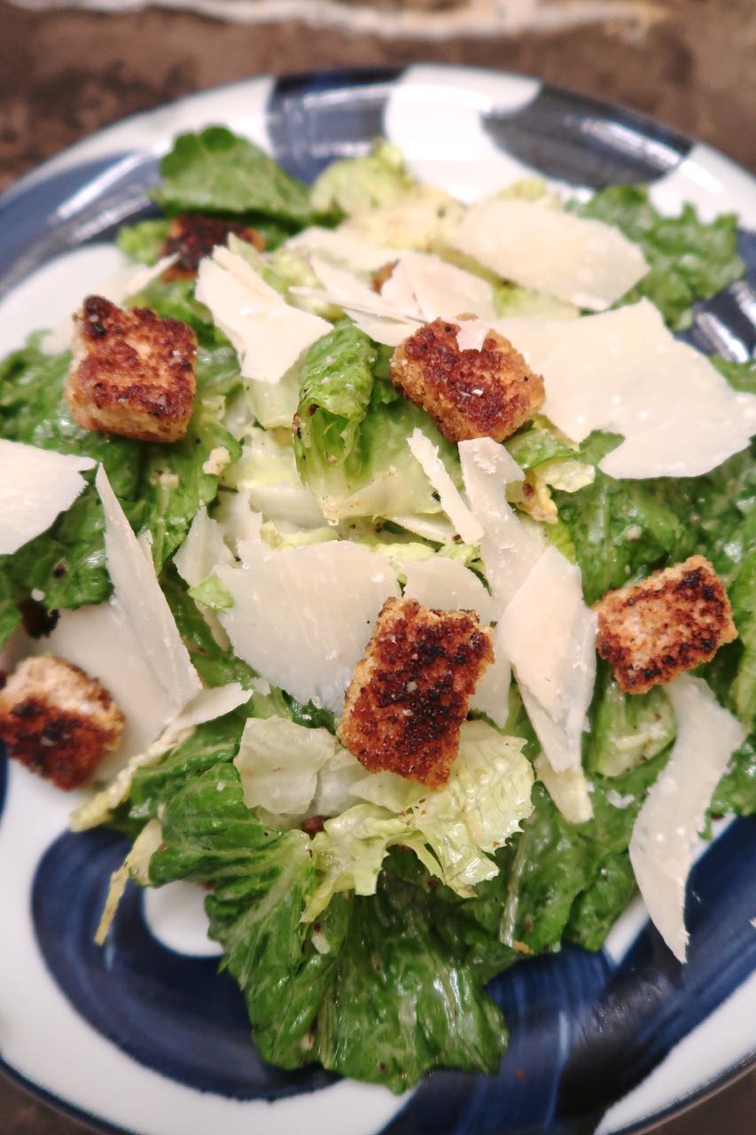 Scrumpdillyicious Guy's Caesar Salad with Homemade Croutons