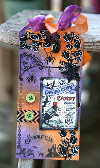 Set of 9 Hang Tags~Halloween Spooks~Purples~Gift Tags~Scrapbooking~Card's~#78R 