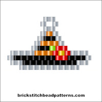 Click to view the Mini Flower Witch Hat Halloween brick stitch bead pattern charts.
