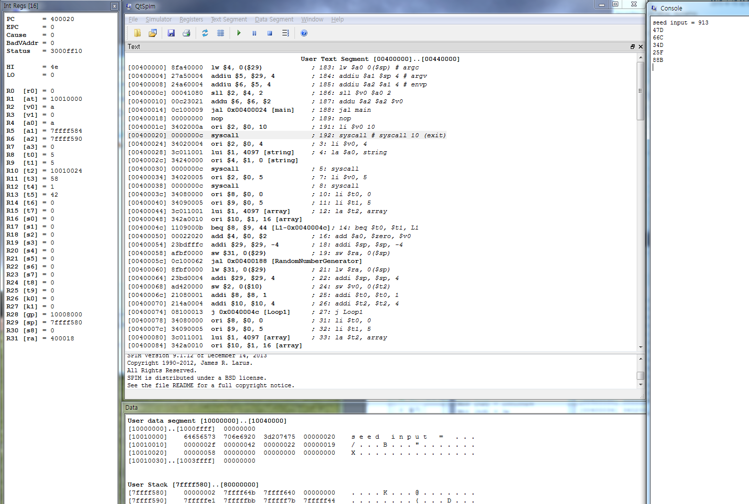 KYS Random Value Input & Grade Generator using Mips