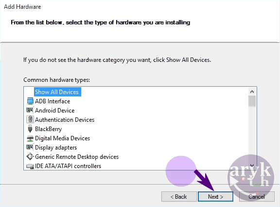Install Broadcom Android Drivers - Click Show all devices