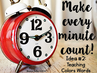 Teaching color words in kindergarten, 1st grade, and 2nd grade #makeeveryminutecount