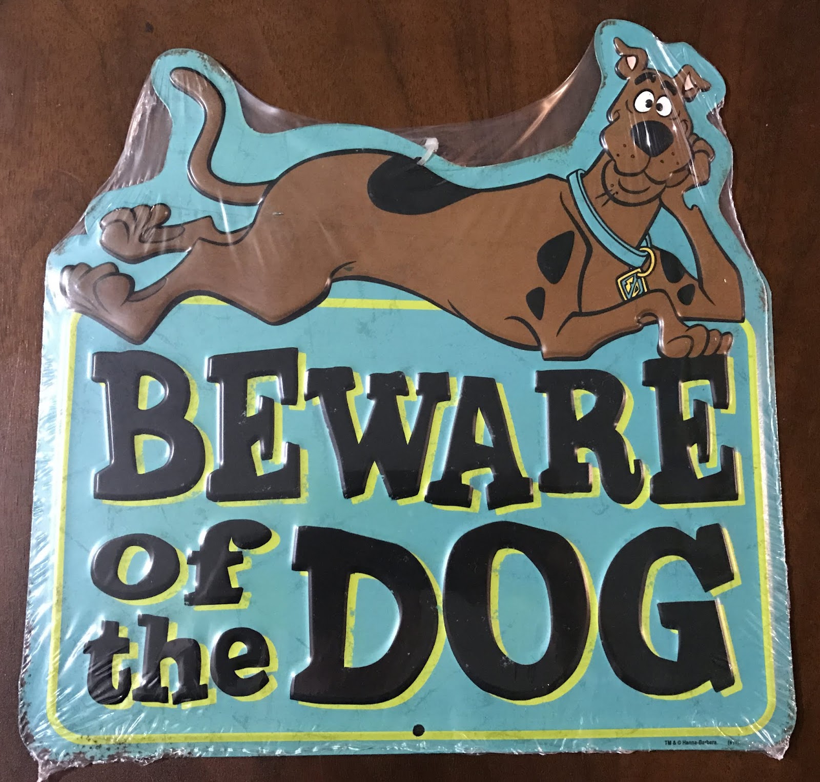 metal beware of dog sign