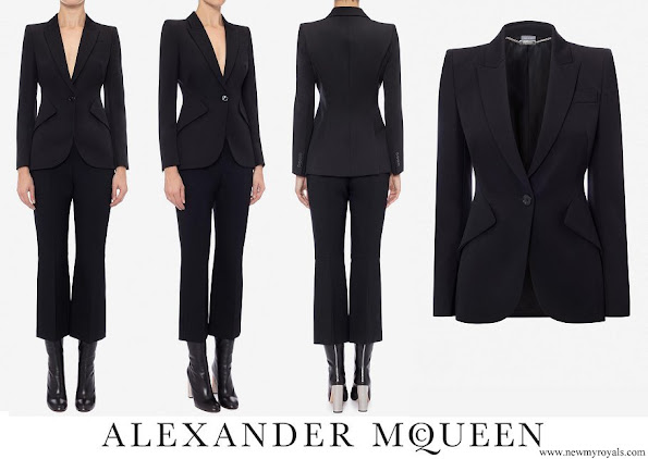Crown Princess Mary wore Alexander McQueen Black leaf crepe jacket