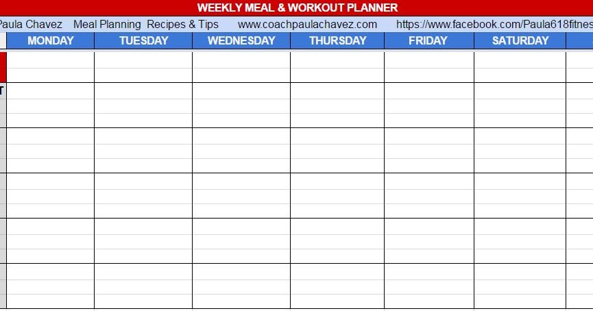 COACH PAULA CHAVEZ: MEAL PLANNER BLANK TEMPLATE- PRINTABLE