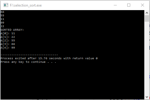C++ Program to sort elements using Selection Sort [DEVCPP/GCC] - TECHCPP
