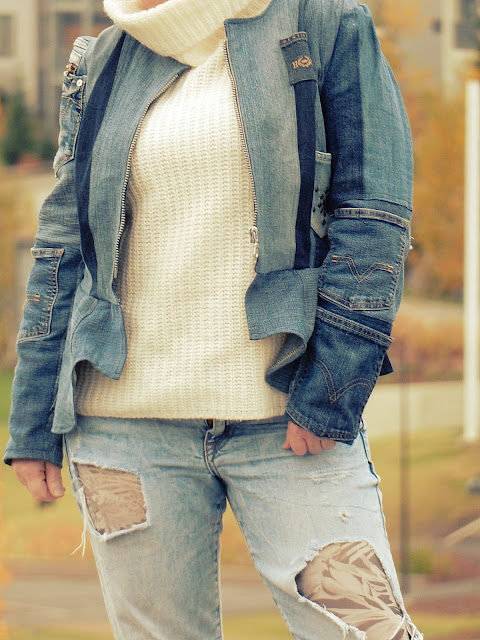 Farkkutakki farkkujen palasista -DIY