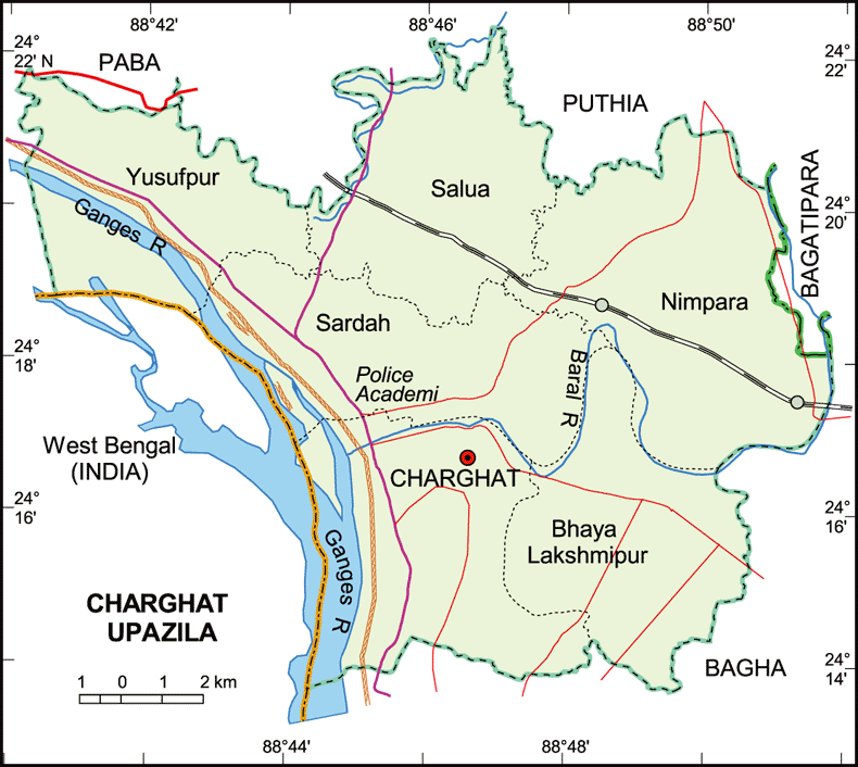 Charghat Upazila Map Rajshahi District Bangladesh