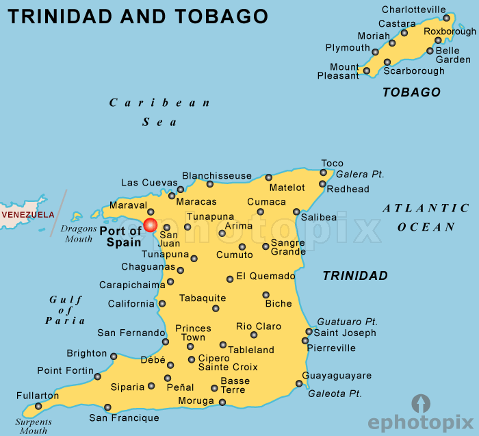 Trinidad dan Tobago Peta geografis Trinidad dan Tobago Geografia Total™