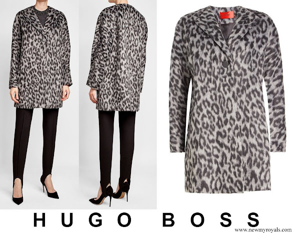 Queen Letizia wore HUGO BOSS Printed Coat with Wool