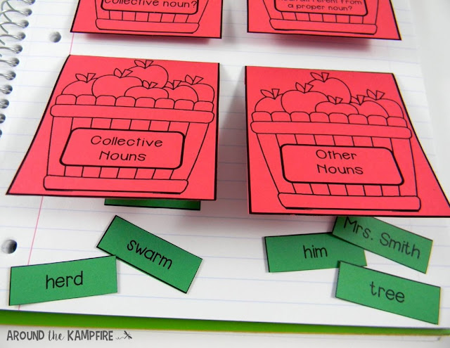 Apple activities-Collective Nouns interactive notebook for 2nd and 3rd grade.