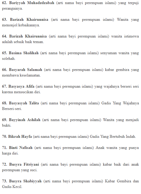Nama Nama Bayi Perempuan Islami Sumber Pengetahuan