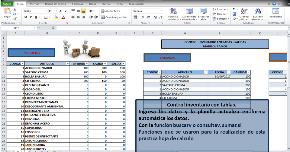 Gestión Inventario Entradas Salidas en Excel