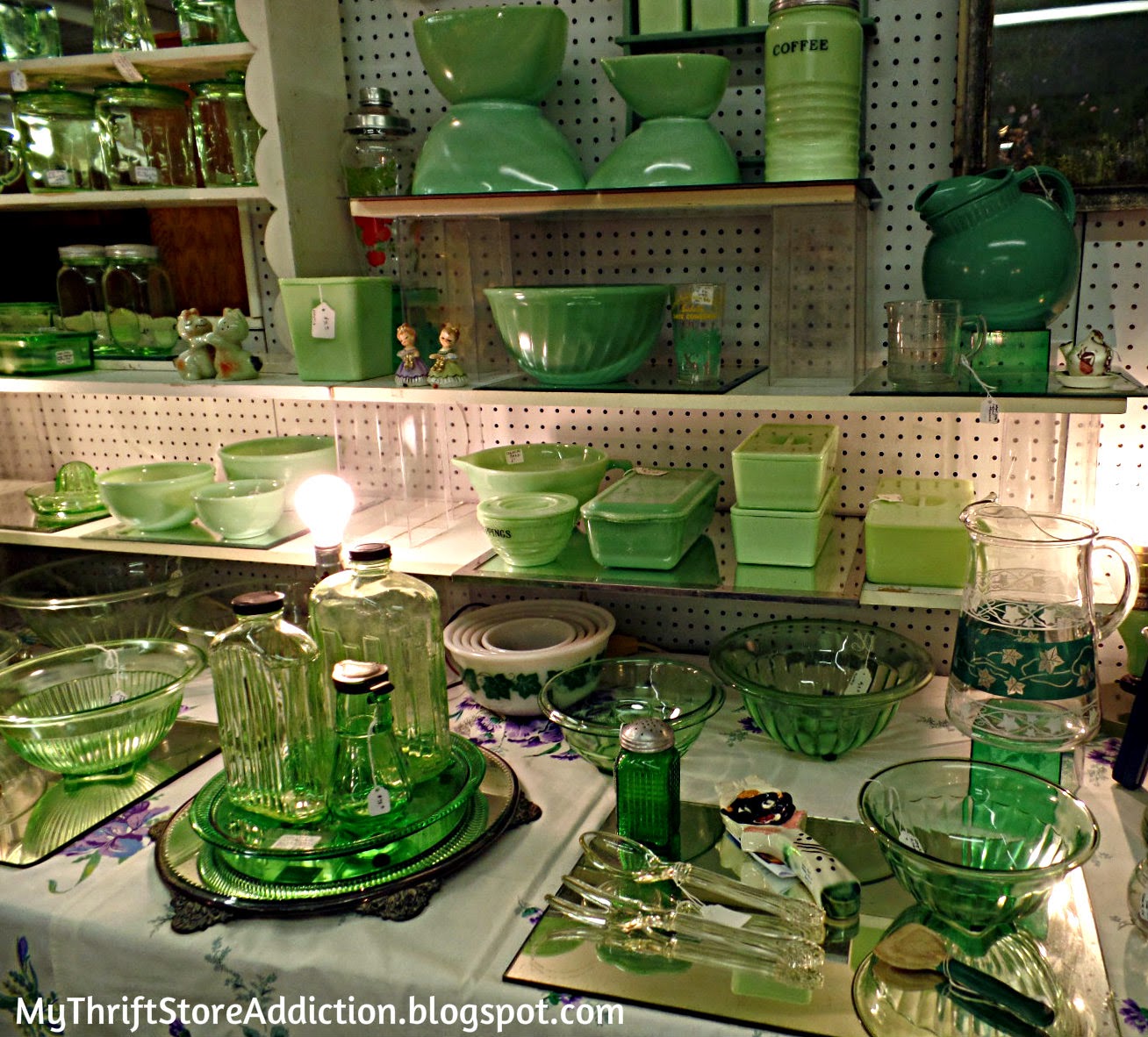 Vintage green glassware