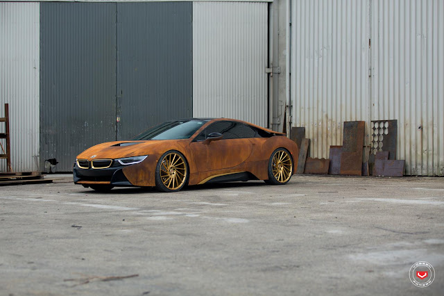 Rusted BMW I8 on Gold Vossen Forged Wheels