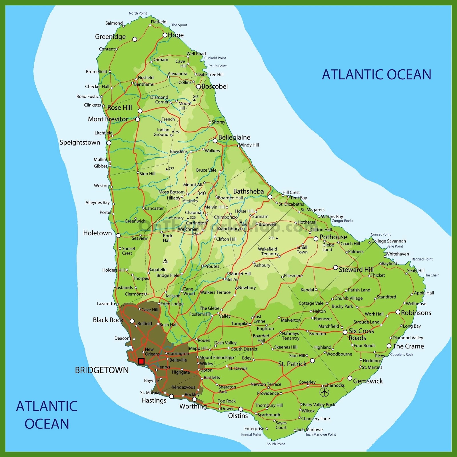 Map Of Barbados 