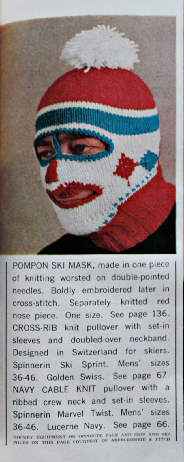 1960s vintage creepy knitted ski masks via Va-Voom Vintage