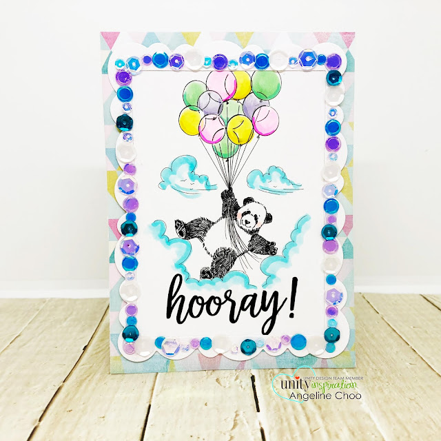 ScrappyScrappy: Phyllis Harris-Unity Stamp release - It's your Day Panda #scrappyscrappy #unitystampco #phyllisharris #card #cardmaking #stamp #stamping #youtube #quicktipvideo #uniitystampsequins #sequins #panda #birthdaycard #birthday #averyelle #sequinsborder