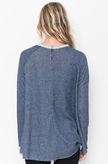 Shop for Navy Raw Edge Zipper Tunic Online Final Sale $18 on caralase.com