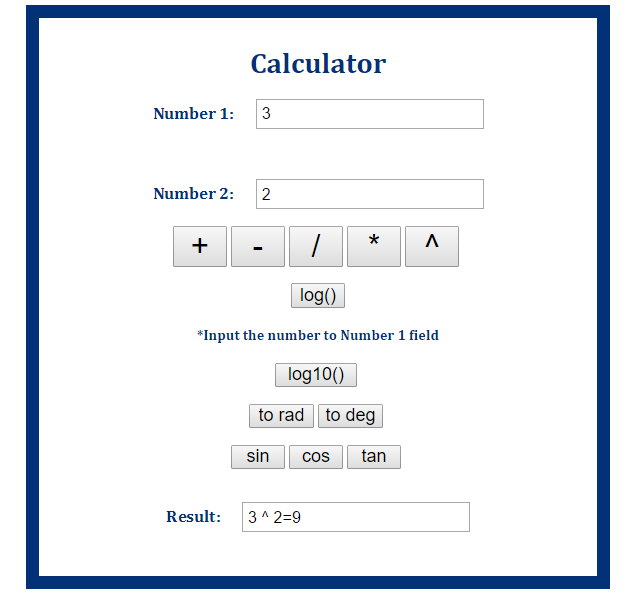 Calculator using PHP