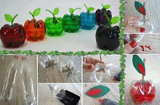 Como Hacer Manzanas con Botellas de Plastico, Manualidades Faciles