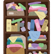 整理されていない棚のイラスト