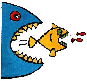 Αποτέλεσμα εικόνας για μεγαλο ψαρι τρωει μικρα