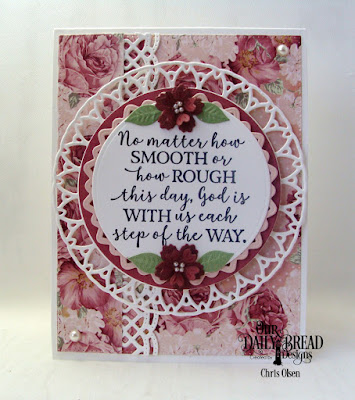 Our Daily Bread Designs, Romantic Roses Paper Pad, the new God Quotes 2, new Filigree Circle dies, Beautiful Border Dies, Circles dies, and Bitty Blossoms dies, designed by Chris Olsen