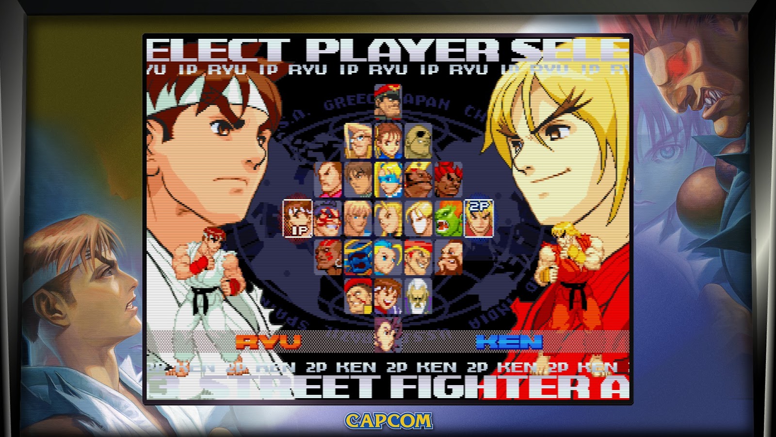 Illustration + digital enhancement Ryu vs Akuma, Street Fighter Alpha 2, Capcom