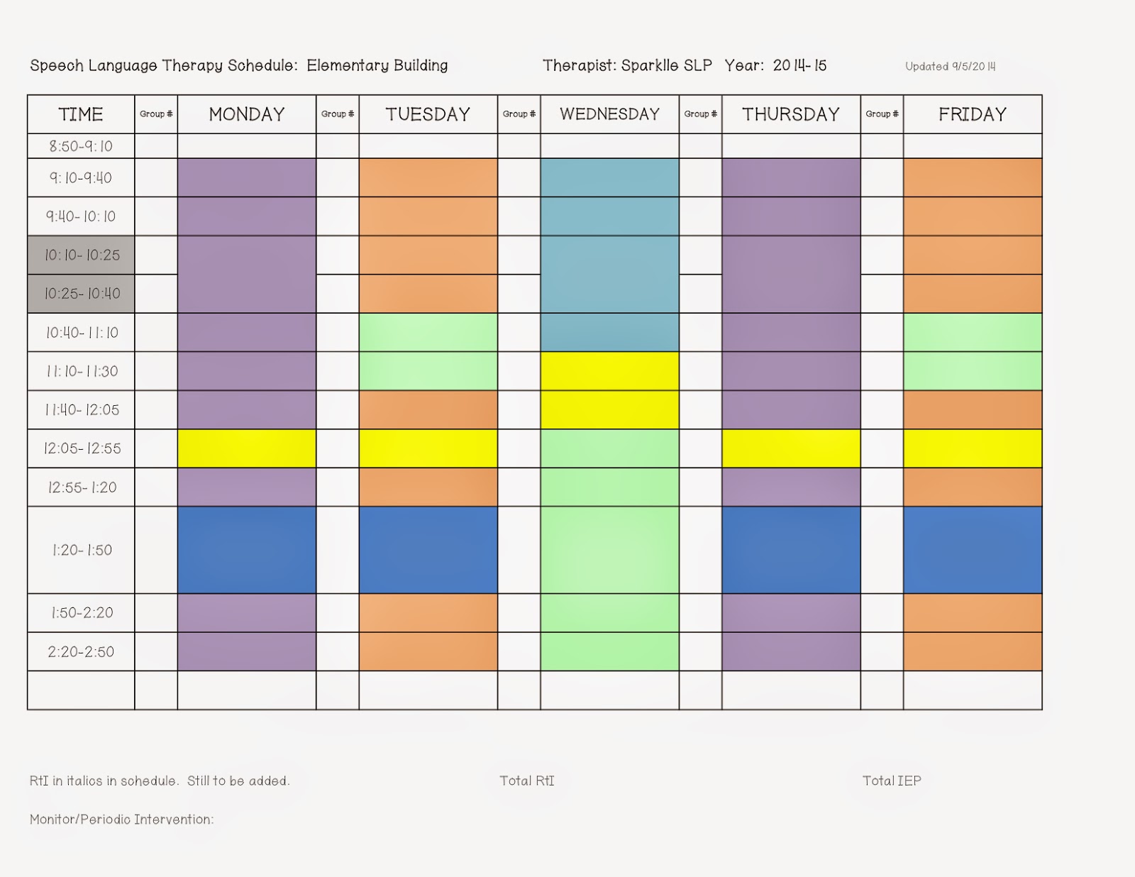 slp schedule template