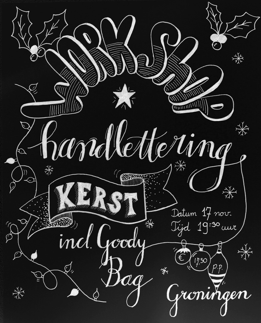 De Hippe Uil Workshop Handlettering Kerst