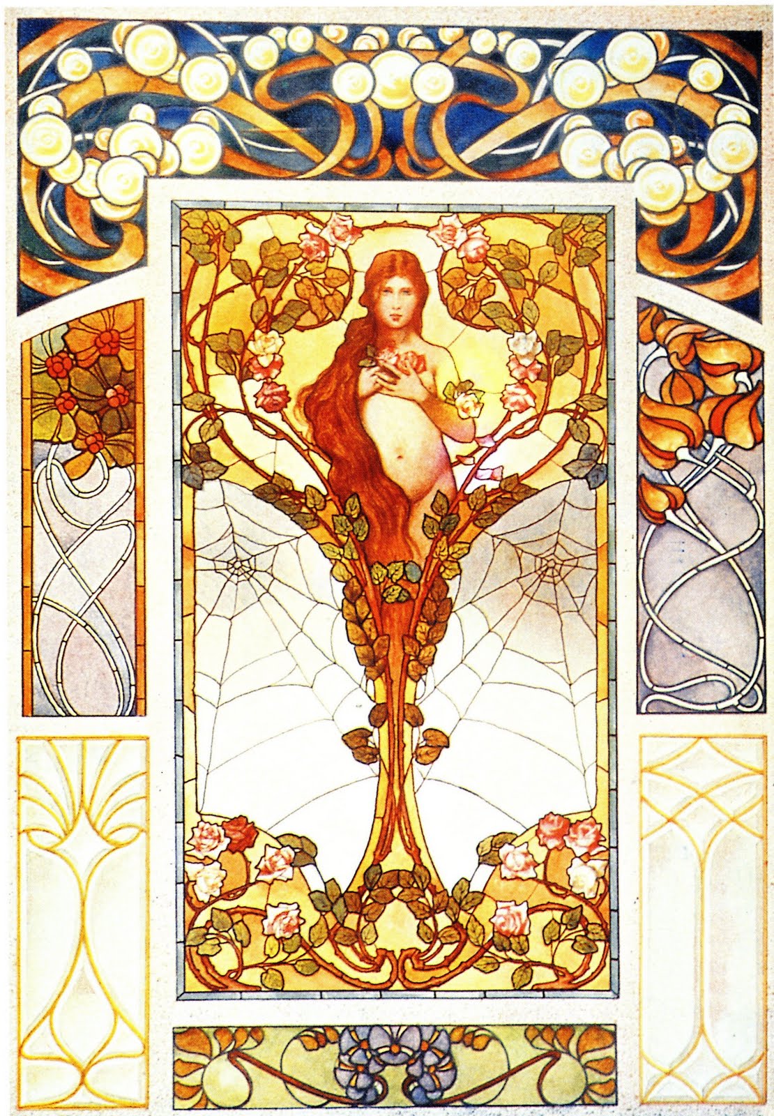 frieze tile: Art Nouveau Stained Glass Designs