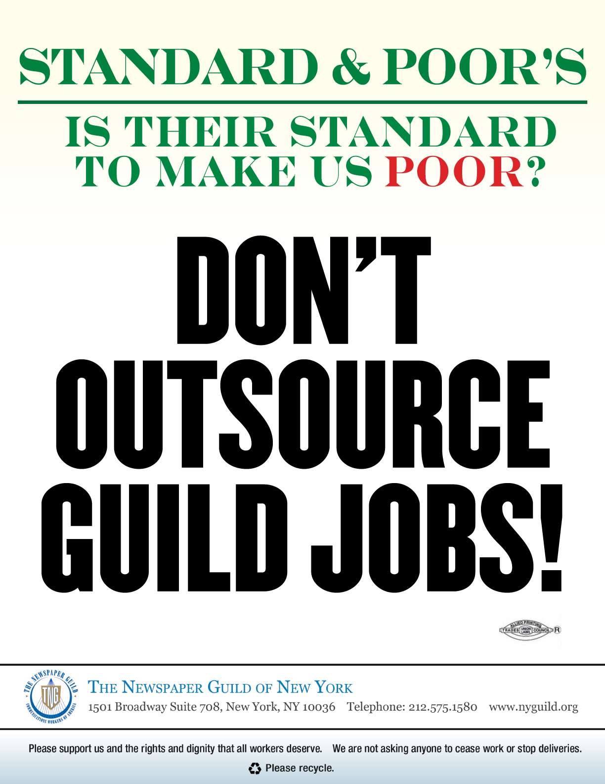 Broadcast Union News Standard & Poor's; is Their Standard to Make Us Poor?