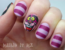 cat alice nail cheshire wonderland nails face painting nz nailed