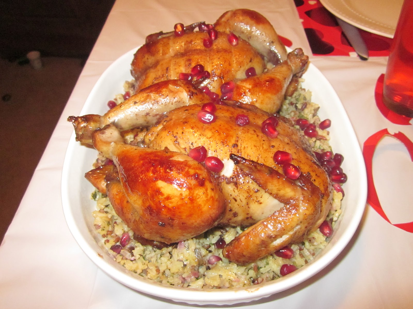 Pomegranate Glazed Cornish Hens with Wild Rice Stuffing Mower Cooking