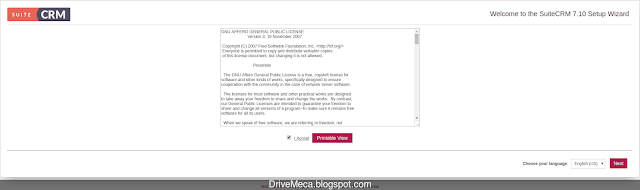 Aceptamos la licencia de uso de SuiteCRM