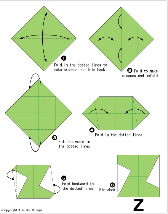 Alphabet Z - Easy Origami instructions For Kids