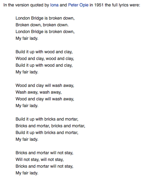free to find truth: The entire lyrics to London Bridge is Falling Down