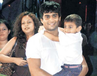 Madhavan with wife  Sarita Birje and son