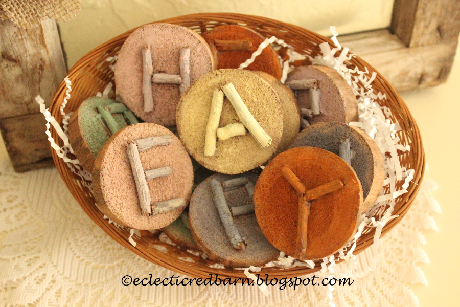 Eclectic Red Barn Easter Wooden Letters in a Basket