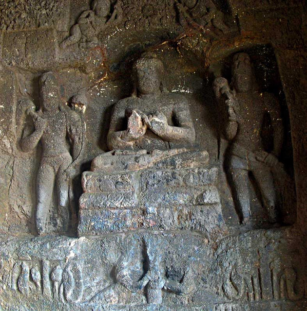 Buddha in meditation pose at Aurangabad caves