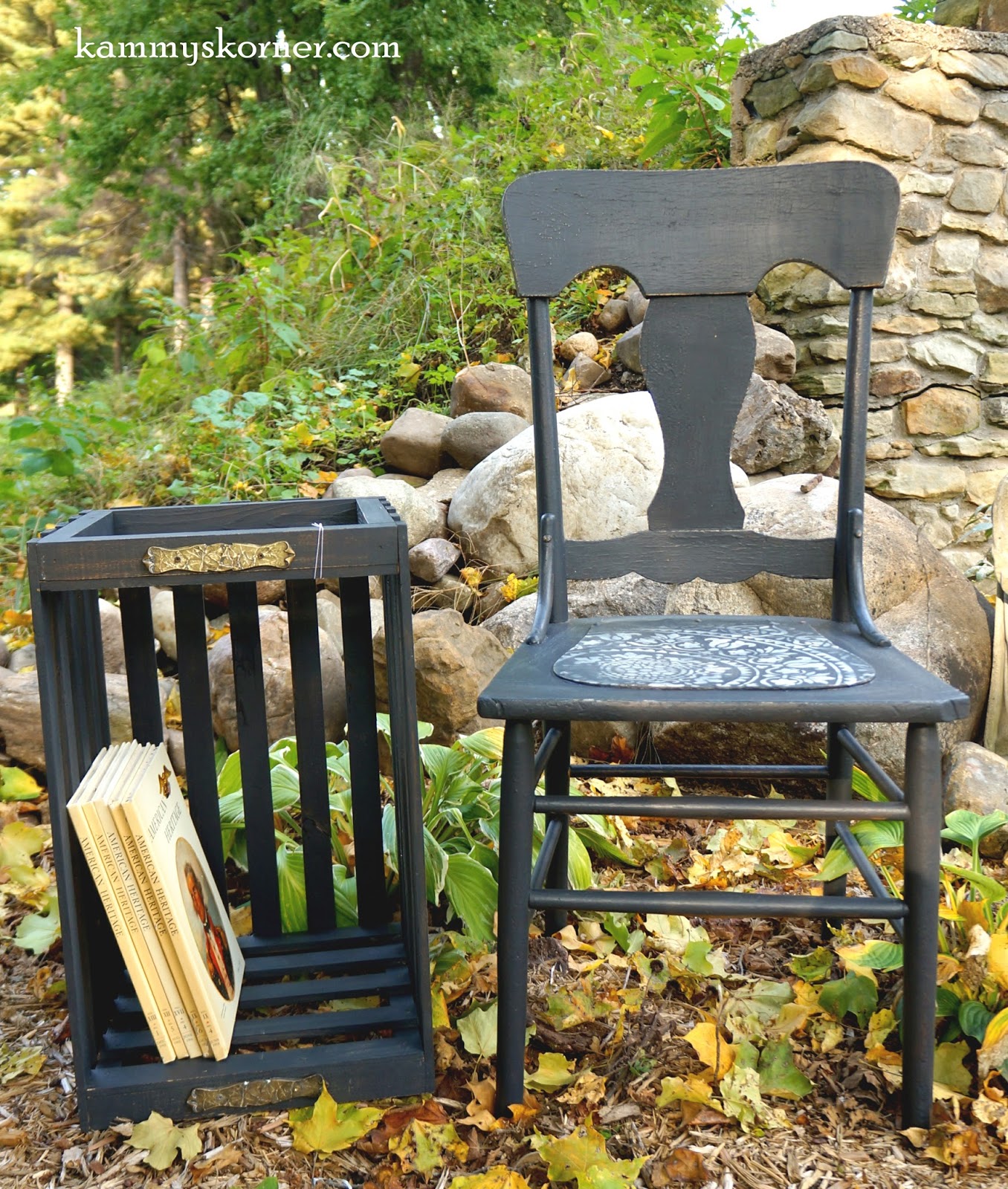 Kammy's Korner Black Kitchen Chair With Medallion Designed Seat