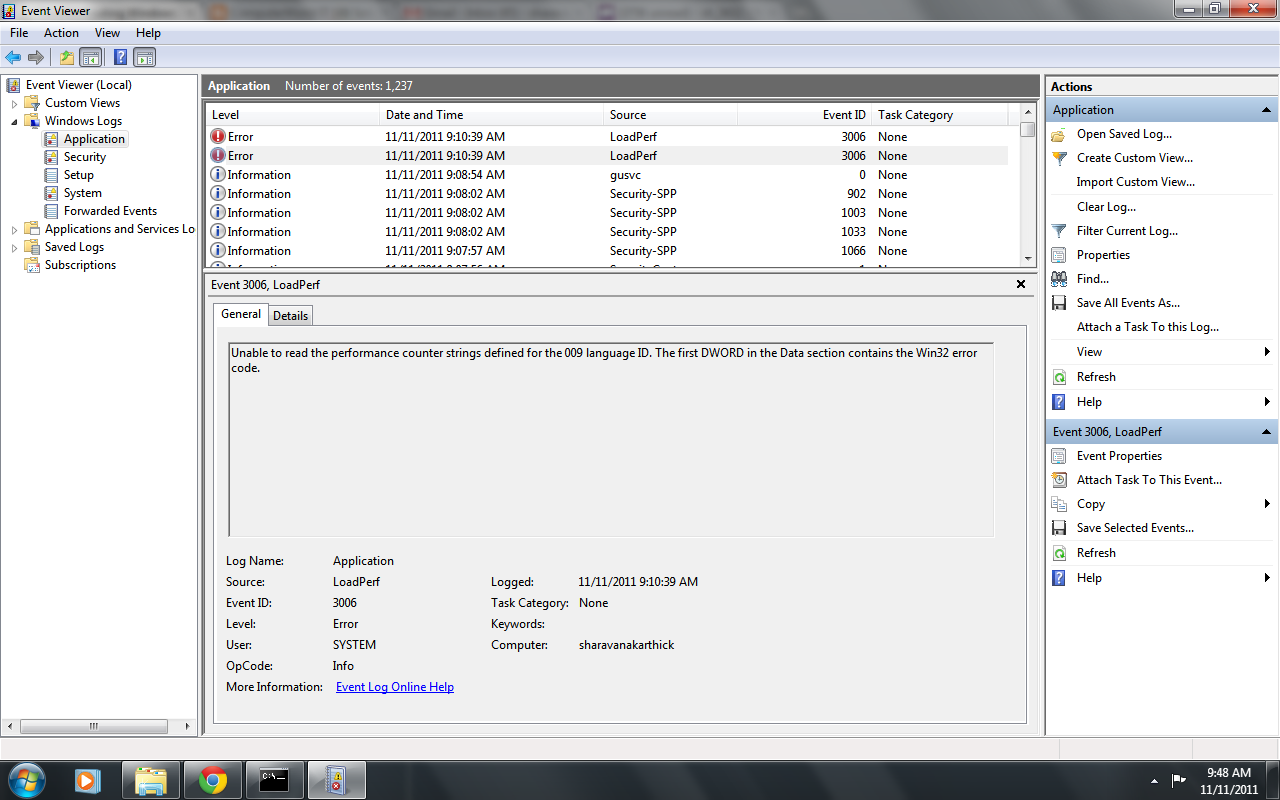Troubleshooting Windows Errors And Solutions LoadPerf Event Windows 7