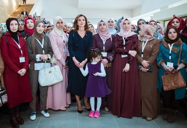 Queen Rania wore Maison Makarem dress,  Jimmy Choo laria shoes and carried  Fendi Bag