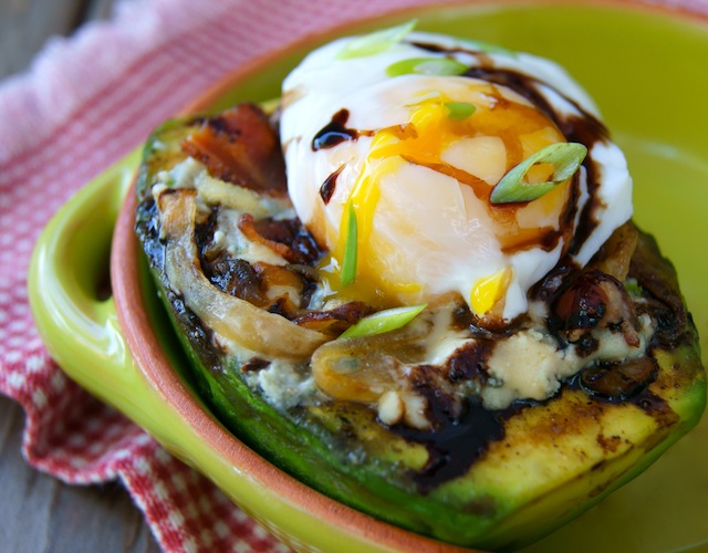 Cooking on the Weekends: Poached Egg on Grilled Avocado w/ Bacon-Onion Compote