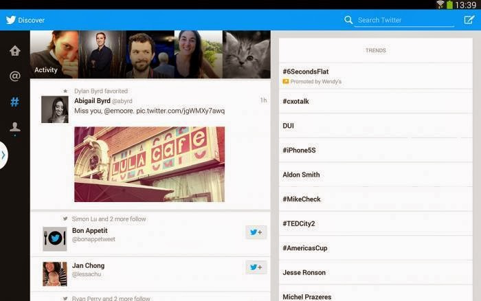 Twitter has unveiled a new version of its Android application, especially designed for tablets. It offers a revised and corrected design better advantage of the available space, especially in landscape mode. It is against relatively limited as it is formally proposed as one model: the Galaxy Note 10.1-2014 Edition. A strange situation when the APK to install it on any tablet or almost mop is on the web for over a month.
