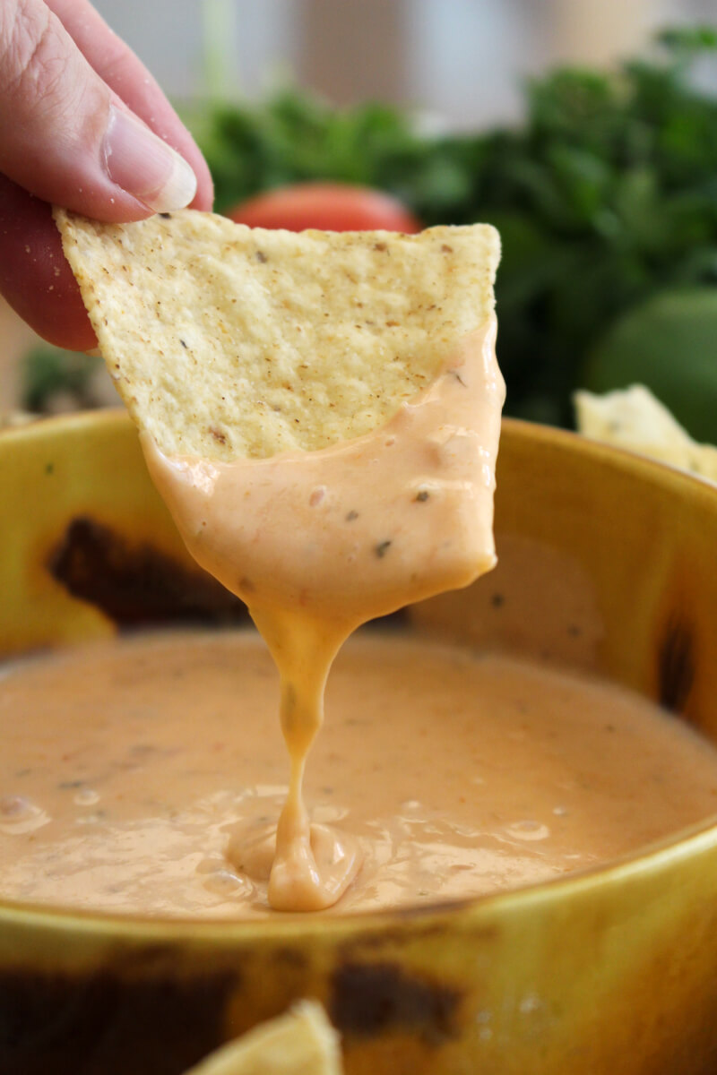 Salsa Con Queso is the perfect blend of melty white queso and spicy salsa. You won't believe how easy it is to make this irresistible three-ingredient cheese dip at home! #queso #cheesedip #appetizer